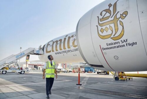 Emirates with Milestone Flight Powered by 100% Sustainable Aviation Fuel - TRAVELINDEX - AIRLINEHUB.com - TOURISMDUBAI.org